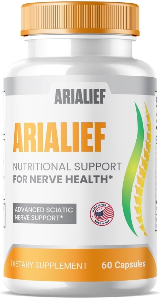 (1 pakke) Arialief Sciatica Support Kapsler, Arialief Advanced Formel Sciatica Relief Supplement, Nerve Relief Supplement, Ekstra Styrke Sciatic Nerve Lindrende Formel Kapsler (60 Kapsler)