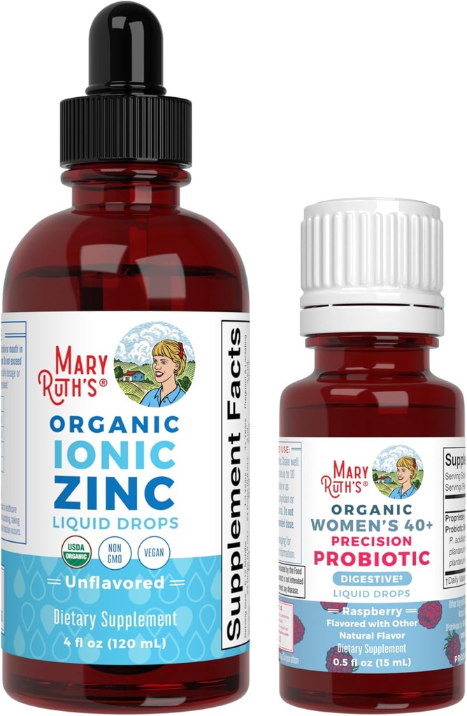 MaryRuth Organics Probiotisk fordøjelse (Hindbær) for kvinder 40 + & Zink Drops • 124; Clean Label Project Verified ® - 124; Vitamin til Gut Sundhed og Immunitet • 124; Vegan, Non- GMO, Gluten Free