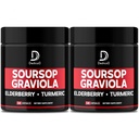 Graviola Soursop Blade Kapsler - 2 pakker 50 Kapsler til 100- Day Supply - 11in1 Uddrag med Elderberry, Gurkemeje, Ingefær, Milk Thistle, Tranebær & mere - Support Mood, Immun & Body Health