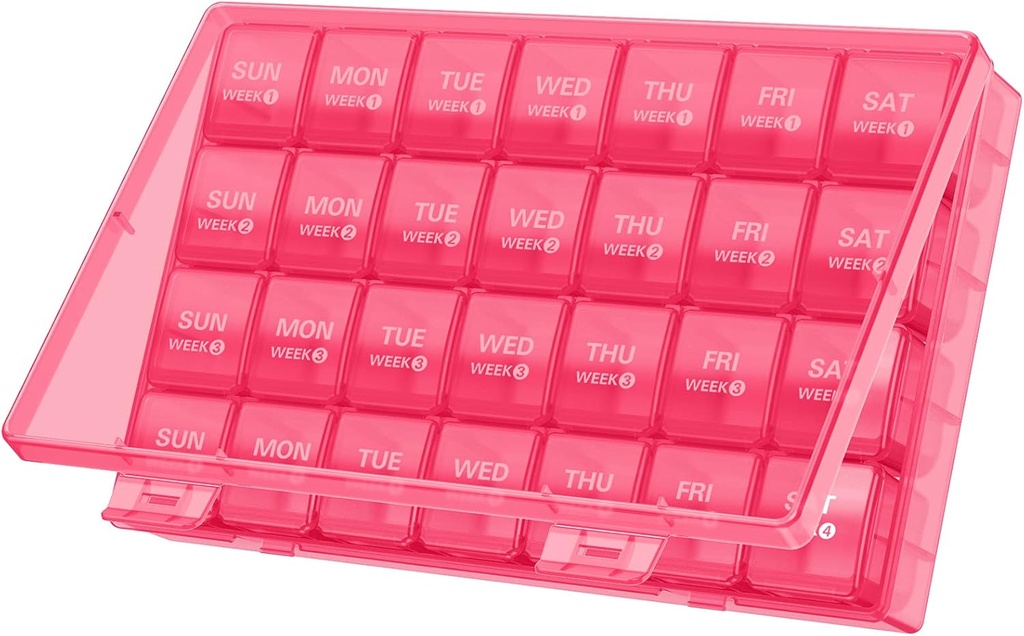 TookMag Månedlig Pill Organizer 28 Dag Pill Box, Rejser Medicin Pill Organizer, Store 4 uger 1 Måned Pill Sager med Dust- Proof Container til piller / Vitamin / Fish Oil / Kosttilskud