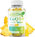 CoQ10 Gummies, Coenzym Q10 Supplement 200 mg, High Absorption CoQ10 Supplement for cellulær energi og immunforsvar, Vegan, Gluten Free, Pineapple Navor, 60 Greve