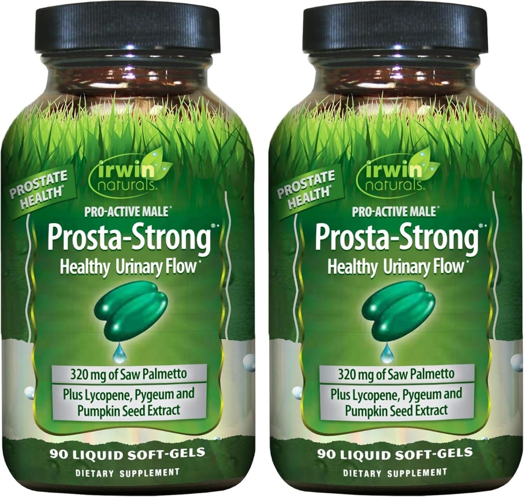 Irwin Naturals Prosta- Strong - Prostata Health Support med Saw Palmetto, Lycopene, Pumpkin Seed & Mere - 90 Liquid Softgels (pakke med 2)