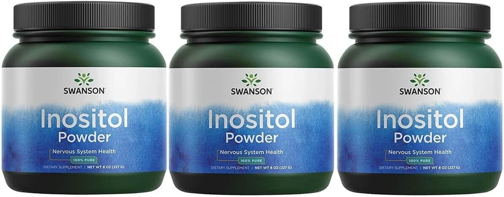 Swanson 100% Pure Inositol Powder - Natural Supplement Fremme Fokus & Afslapning - Nerve & Cellular Support - (8oz) 3 Pack
