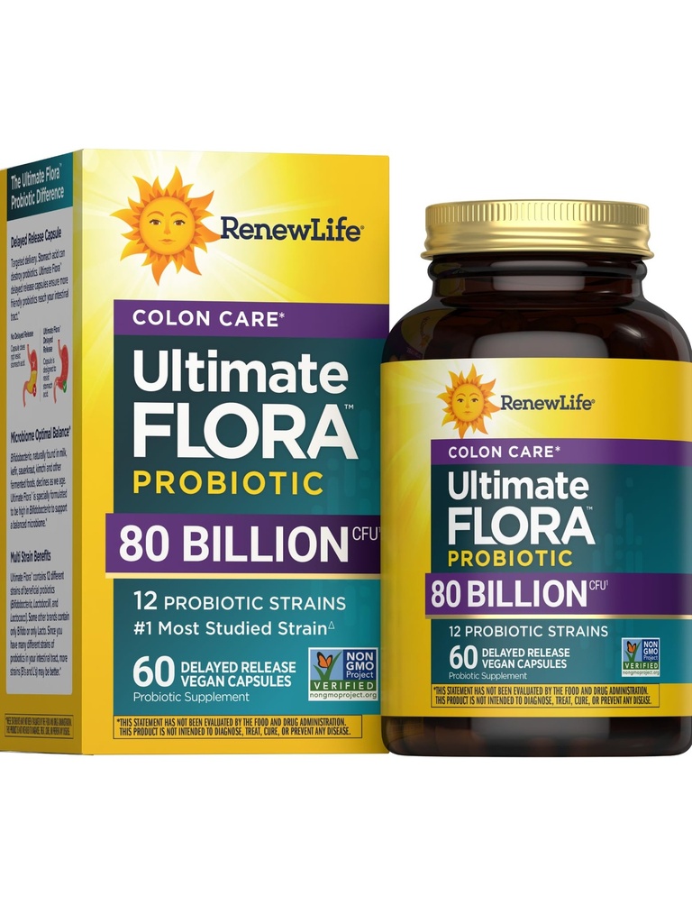 Renew Life Probiotic Colon Care Probiotiske Kapsler, Daily Supplement Tilbud Colon Support, L. Rhamnosus GG, Dairy, Soy og gluten- fri, 80 Millioner CFU, 60 Greve