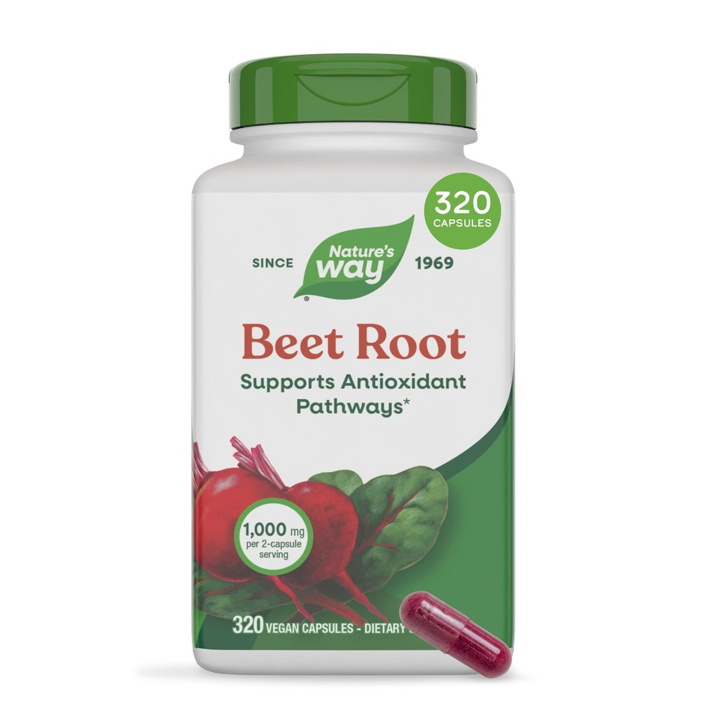 Nature 's Way Beet Root Capsules, Understøtter Antioxidant Pathways *, Hjælper neutralisere gratis radikaler *, 1000 mg pr. 2-Capsule Servering, Vegan, 320 Greve (Packaging May Vary)