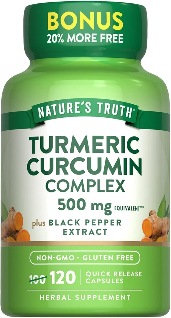 Nature's Truth Turmeric Curcumin Complex 500 mg Plus Black Pepper Extract, 12... - Buy Packs and Save (Pack of 2)