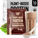 Organic Vegan Protein Powder Pack - Plant- baseret protein, Gluten- fri, Ikke GMO, 20g Protein Per Servering, Great for Smoothies & Shakes (Chokolade, pakke med 16)