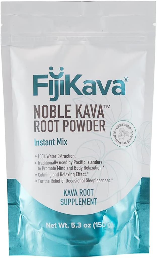 FijiKava Instant Kava Kava Powder 150g - Premium Kava Root Powder med høj Kavalactone indhold - Natural Afslapning Støtte til Calmness, Stress Relief, og Søvn Support - Easy- to- Mix