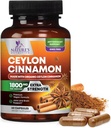 Organic Ceylon Cinnamon Supplement 1800 mg - Certificeret Organic Ceylon Cinnamon Powder Pills - Energy & Heart Support for Women & Men, Flasket i USA, Antioxidant, Gluten Free, Non- GMO - 60 kapsler
