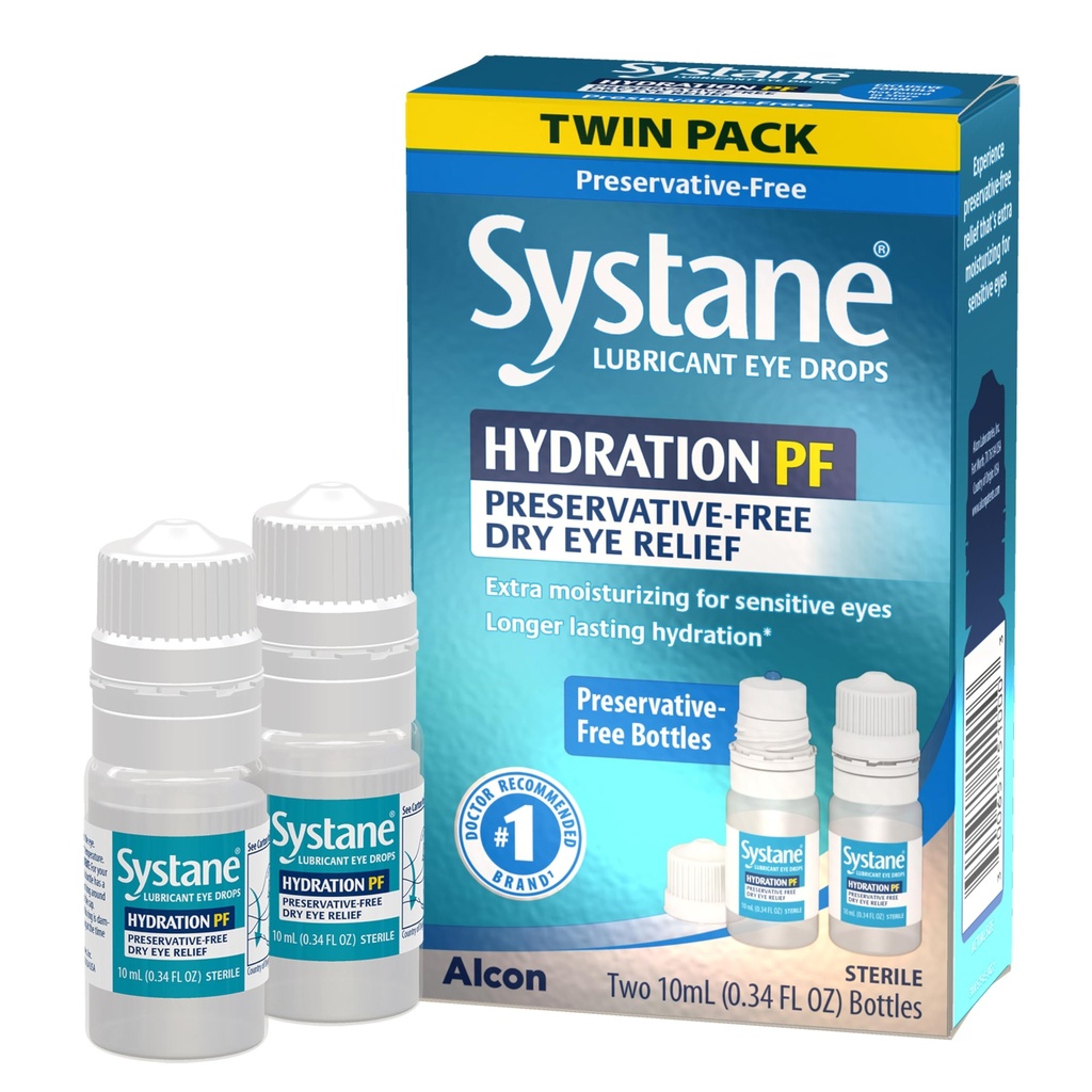 Systane Hydration Multi- Dose Preservative- Free Eye Drops Dry Eye Relief Twin Pack (2x10ml)