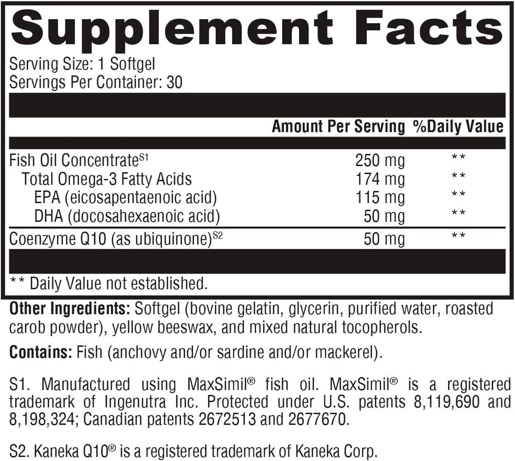 XYMOGEN CoQmax Omega 50 mg - CoQ10 + Fish Oil Omega 3 Supplement - Dual- Action Heart Health Support - Coenzym q10 + Specialized Fish Oil for 3X Greater Absorption of EPA DHA (30 Softgels)