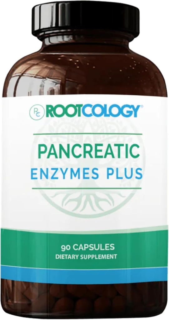 Rootcology by Dr. Izabella Wentz | Pancreatic Enzymes Plus | Enteric Coated Lipase, Protease & Amylase Blend with Bromelain | 90 Capsules