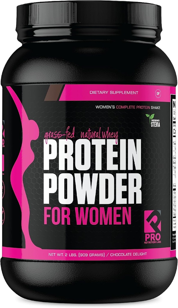 Whey Protein Powder for Women Chocolate Powder - Low Carb Gluten- Free Grass-Fed rBGH-Free - Understøtter vægttab - Natural Stevia Sødet Protein Shake, 20g (Chocolate Delight, 2lb)