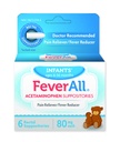 Feverall Infant Acetaminophen Suppositorier 6 Rektal Suppositorier 80mg Hver smertestillende / Fever Reducer. Paraben Free, Ingen kunstige farver eller andre konserveringsmidler. Alder 6- 36 Måneder