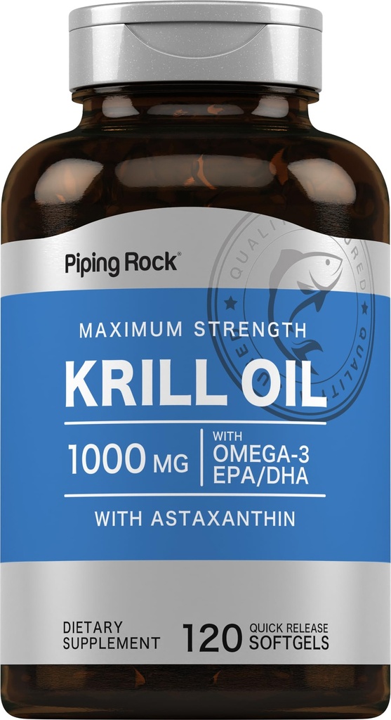 Piping Rock Krill Oil Omega 3 Softgel Capsules Note 124; 1000mg