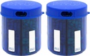 Monster Jr Supplement Pille Dispenser med etiketter - Holds Small Medium Medicin Vitamin og Nemt Dispense fra One Container Inkluderer Segment Labels (Monster Jr Blue UV - 2 Pack)