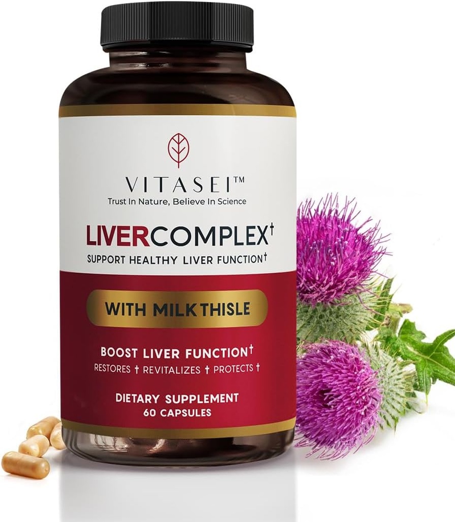 VITASEI lever rengøring Detox & reparation, lever kompleks W / Milk Thistle Extract, Garcinia, Curcumin C3, Support Herbal Kosttilskud, Detox formul for kvinder & mænd, 60 kapsler