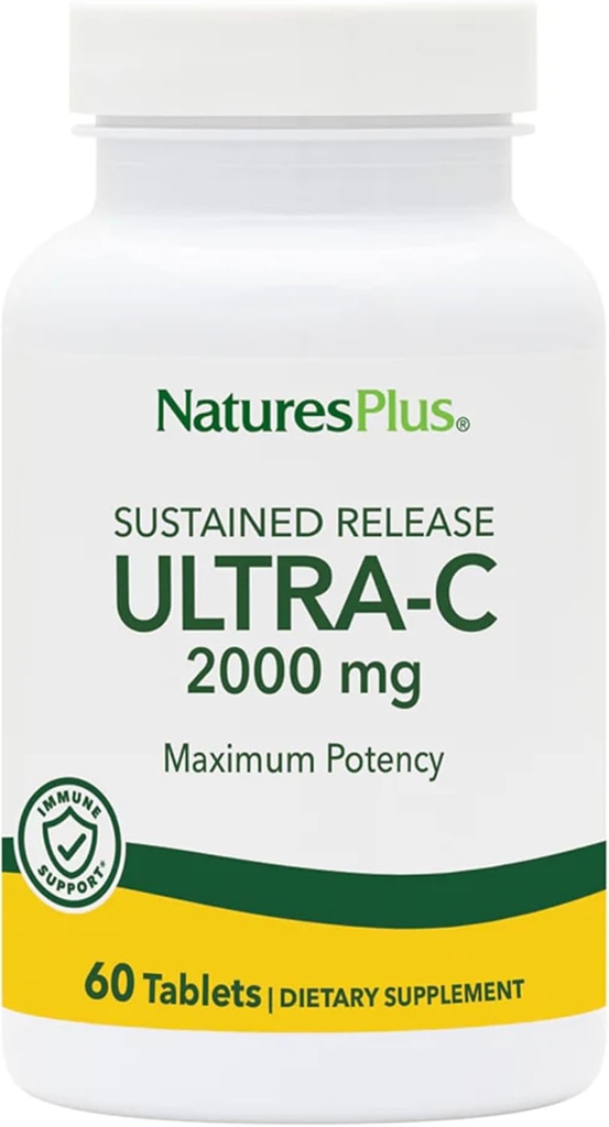 NaturePlus Ultra- C 2000 mg - 60 tabletter - C-vitamin med Rose Hips - Immun & Antioxidant Support - Vegetarisk, Gluten Free - 60 Servere