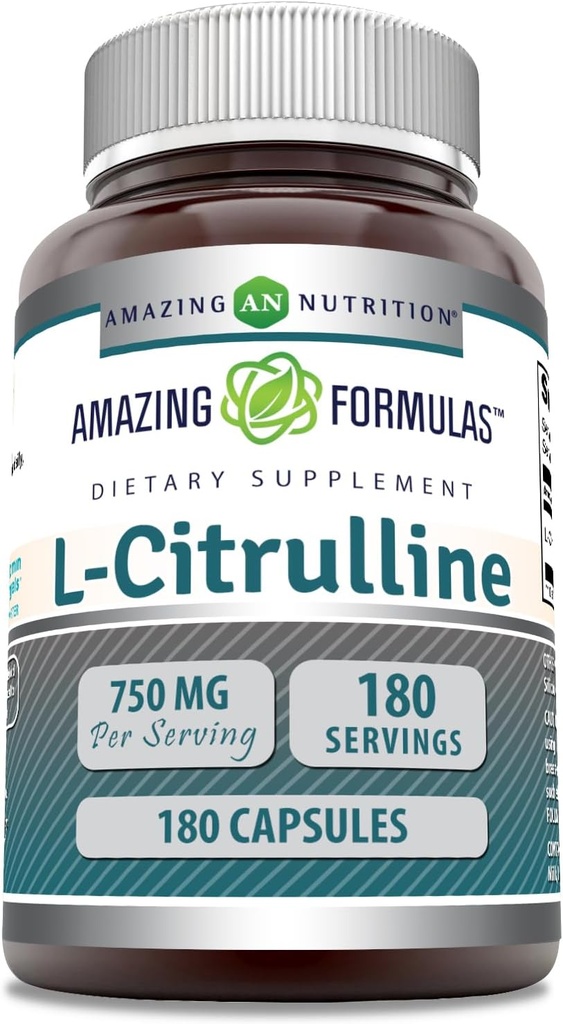 Amazing Formulas L- Citrullin Supplement # 124; 750 Mg Per Serving # 124; 180 Kapsler # 124; Non- GMO # 124; Gluten- Free # 124; Lavet i USA