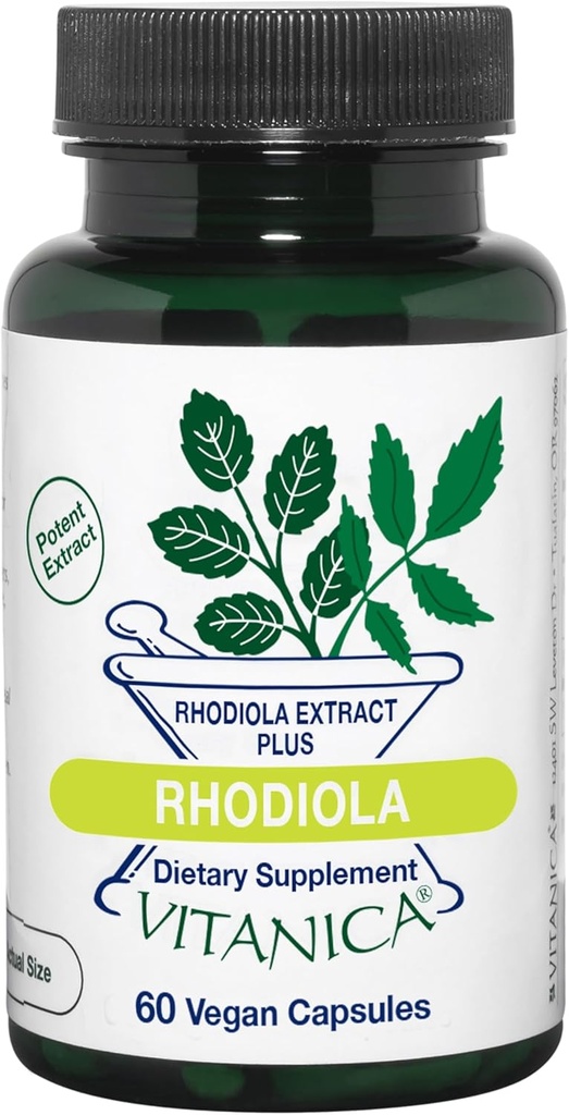 Vitanica Rhodiola Rosea Root Extract 200mg, Dr. Formuleret, 3% Rosavins & 1% Salidroside, Rhodiola Root 85mg, Vegan, 60 Kapsler