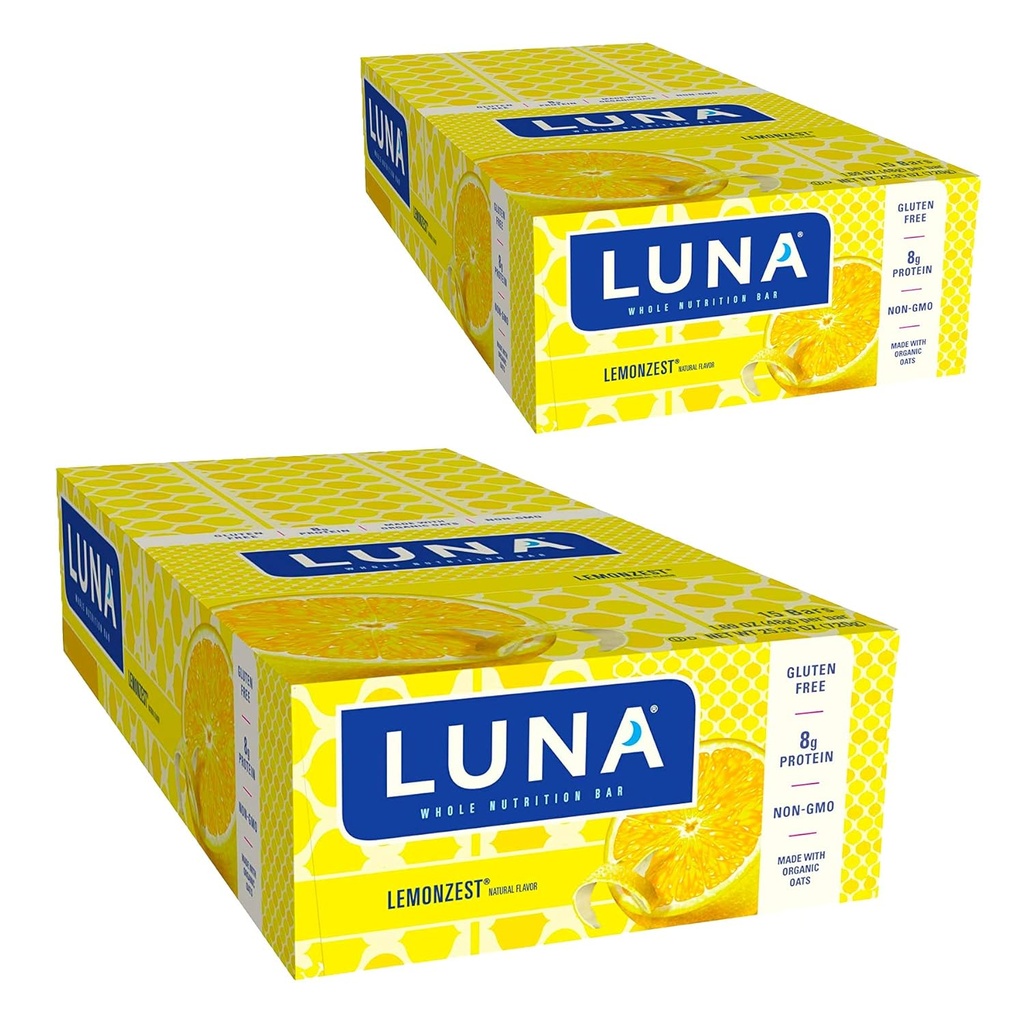 LUNA BAR - Gluten Free Bars - Lemon Zest Flavor - (1.69 Ounce Snack Bars, 30 Greve)