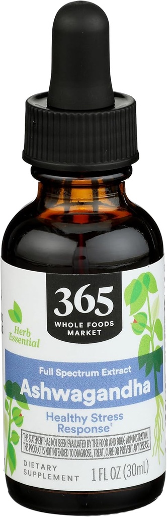 365 af Whole Foods Market, Ashwagandha Full Spectrum Extract, Sund Stress Response, 1 Fl Oz