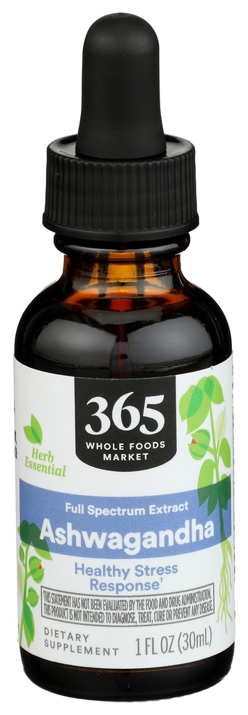 365 af Whole Foods Market, Ashwagandha Full Spectrum Extract, Sund Stress Response, 1 Fl Oz