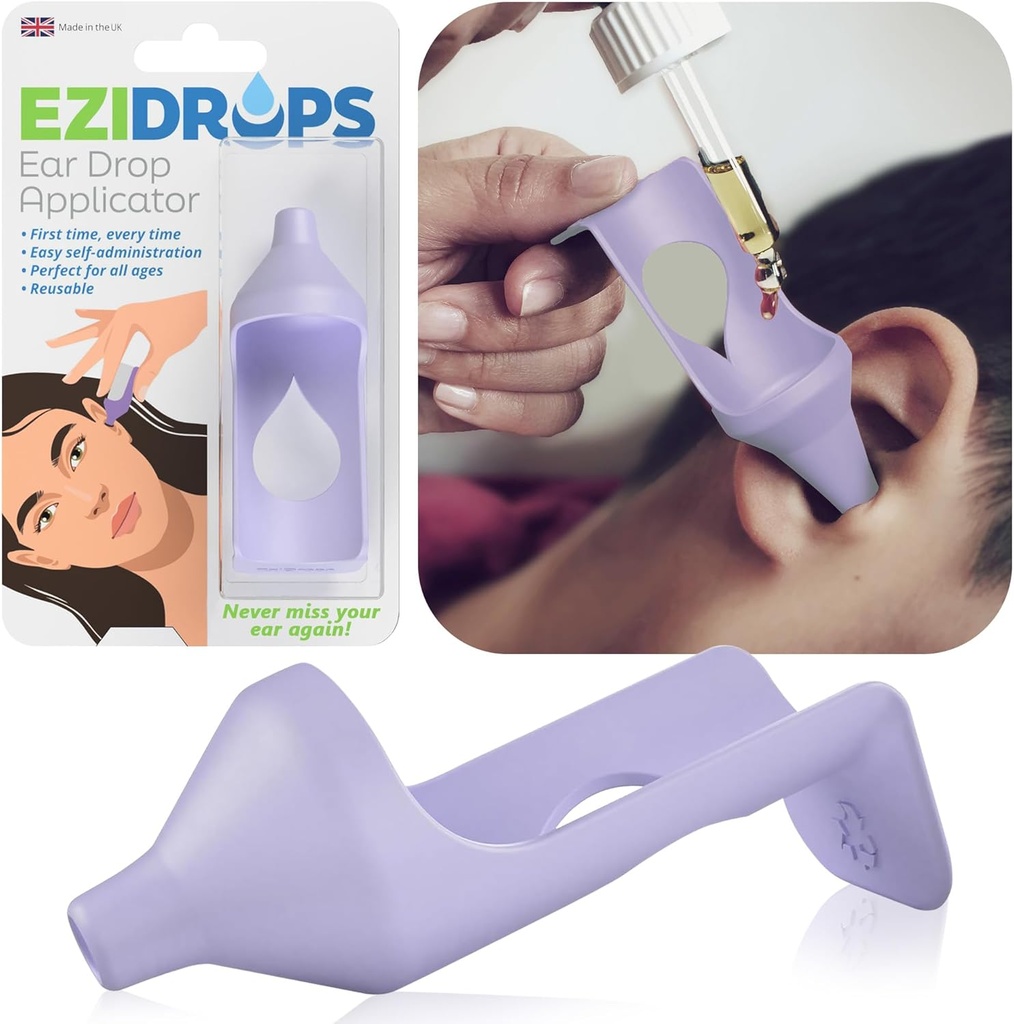Øre Drop Applicator Aid - Præcise & Easy ansøgning for Øre Drops - Passer mest standard Øre Drop flasker herunder Droppers - Bærbare, Genanvendelige Øre Rengøring & Medicin Tool