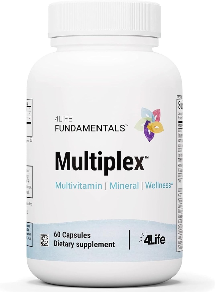 4Life Multiplex, 21 essentielle vitaminer og mineraler, understøtter sundhed og immunsystem med vitaminer A, B, C, zink, biotin og mere - 60 kapsler
