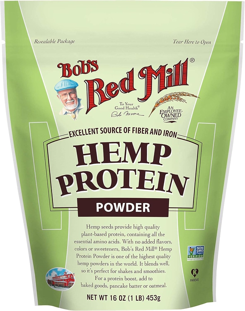 Bob 's Red Mill Resealable Hamp Protein Powder 16 Ounce (pakke med 2)