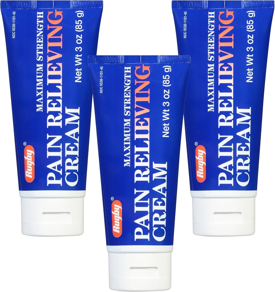 Rugby Maximum Strength Pain Lemping Cream - Lavet med menthol og methylsalicylat - Tilbud Midlertidig fælles og muskel ømhed Relief - 3 Oz. (3 Pack)
