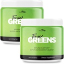 Tonic Green Powder Vitamin Boost tillæg Officiel Formel - Natural Green Blend Energy Supplement Extra Strength - BCAA L- Glutamin Vitamin B6, Revolutionary Energy Fix Solution Anmeldelser (2 Pack)