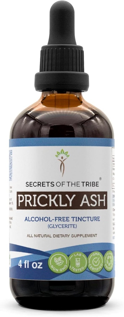 Secrets of the Tribe Prickly Ash Alcohol- Free Liquid Extract (Zanthoxylum Clava- herculis) Tørret bark (4 FL OZ)
