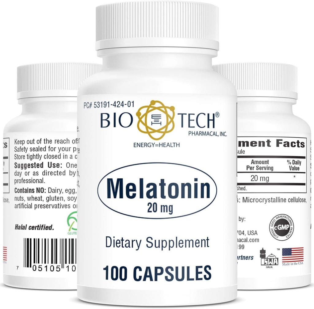 Bio- Tech Pharmacal Melatonin (20 mg, 100 kapsler)