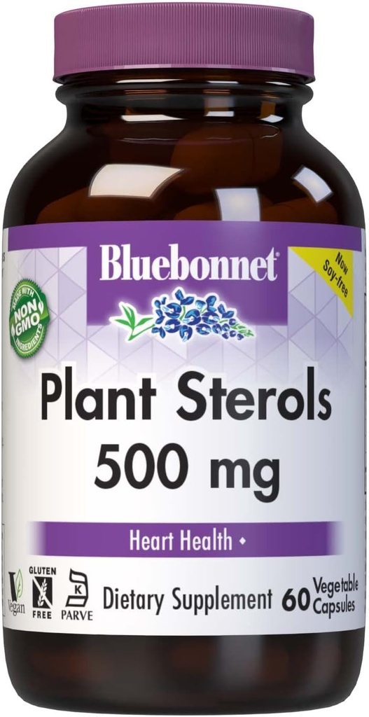 Bluebonnet Nutrition Plant Steroler 500mg, Understøtter hjerte sundhed *, Gluten- Free, Non- GMO, Kosher, Dairy- Free, Vegan, 60 Vegetabilske kapsler, 60 Servere