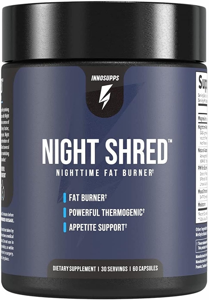 Nat Shred Fat Burner og Natural Sleep Support Buddy 124; Ashwaganda, 5-HTP, CLA, Melatonin Buddy 124; Appetite Suppressant Buddy 124; Weight Loss Support Nighttime Fat Burning (60 Vegetar Capsules)