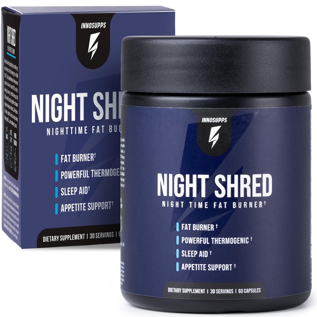 Nat Shred Fat Burner og Natural Sleep Support Buddy 124; Ashwaganda, 5-HTP, CLA, Melatonin Buddy 124; Appetite Suppressant Buddy 124; Weight Loss Support Nighttime Fat Burning (60 Vegetar Capsules)