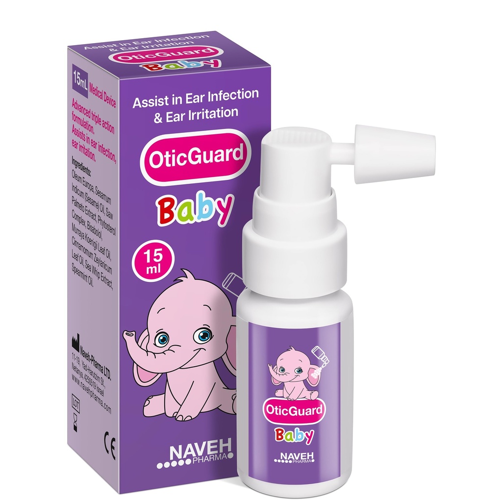 NAVEH PHARMA Otic Guard Baby Ear Drops - Natural Ear Oil for Ear Wax Removal & Infektion Relief - Gentle Ear Cleaner for Babyer, Toddlers & Kids - Lindrer Itchy Ears & Swimmer 's Ear