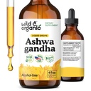 Wild & Organic Ashwagandha Drops - Food Support w / Ashwagandha Root Extract - Flydende Drops til rolig sind - Afslapning kosttilskud - Sukker & Alkohol- Gratis - 4 fl oz