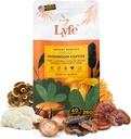 LYFE Organic Instant Decaf Mushroom Coffee - Lions Mane, Chaga, Cordyceps, Tyrkiet Tail - 124; USA Grown Adaptogen Mushrooms for Better Energy, Focus, Gut Health, Immunitet - 40 Serveringer