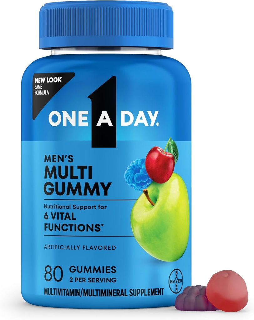 One A Day Mens Multivitamins Gummies – Multivitamin for Men with Vitamin D, Zinc, Folic Acid, Chewable Vitamin Gummies, Physical Energy Support 80 Count