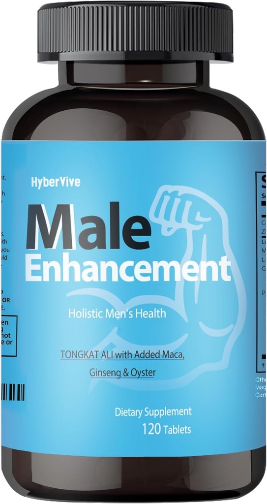 Testosteron tillæg for mænd - Tongkat Ali, Maca, L- arginin HCI & Ginseng for energi, Stamina & Endurance, Non- GMO, Gluten- Free, 120 tabletter (60- Day Supply)