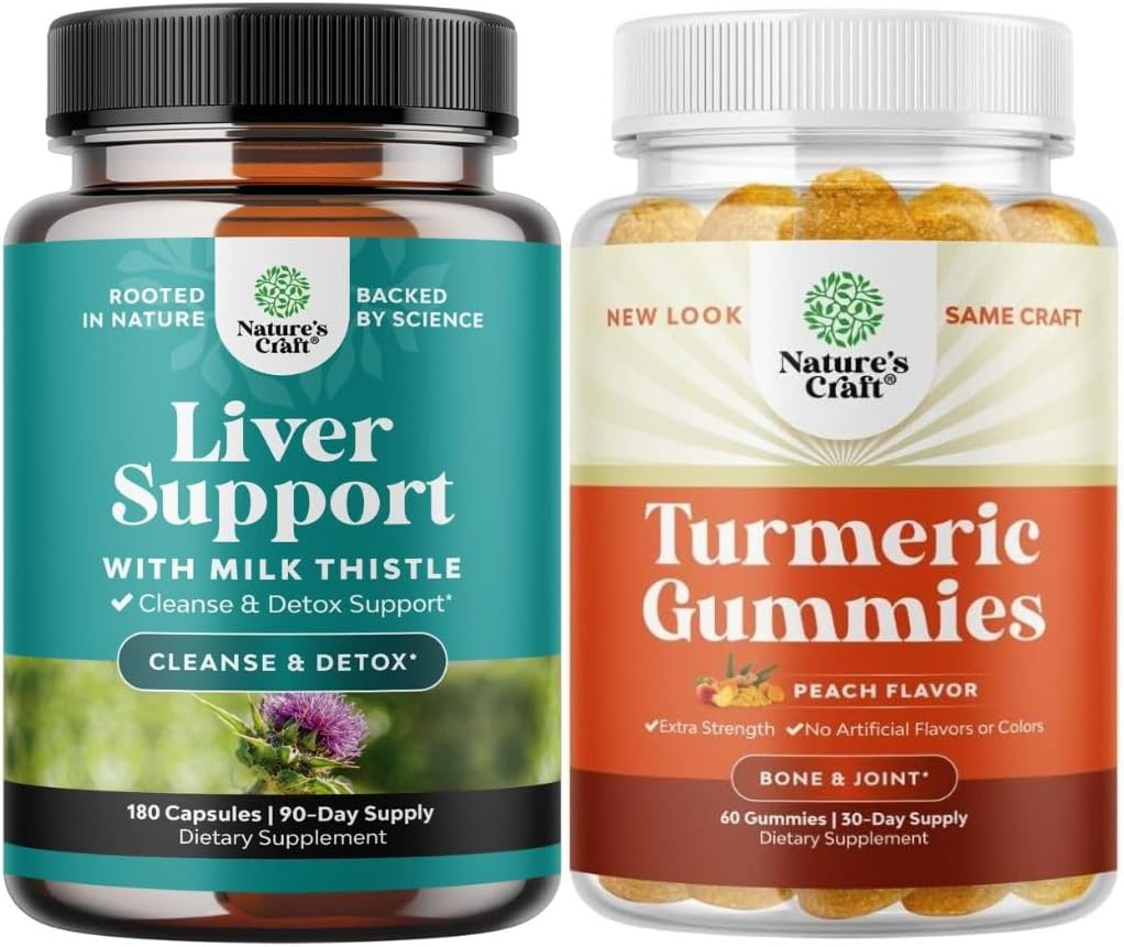 Bundle af lever rense Detox & Reparation - Silymarin Mælk Thistle med Mælkebøtte Root Cholin Beetroot Artiskoke ekstrakt og gurkemeje Gummies med sort peber Curcumin pulver til fælles støtte