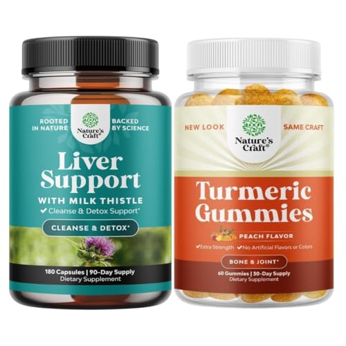 Bundle af lever rense Detox & Reparation - Silymarin Mælk Thistle med Mælkebøtte Root Cholin Beetroot Artiskoke ekstrakt og gurkemeje Gummies med sort peber Curcumin pulver til fælles støtte