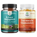 Bundle af lever rense Detox & Reparation - Silymarin Mælk Thistle med Mælkebøtte Root Cholin Beetroot Artiskoke ekstrakt og gurkemeje Gummies med sort peber Curcumin pulver til fælles støtte