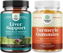 Bundle af lever rense Detox & Reparation - Silymarin Mælk Thistle med Mælkebøtte Root Cholin Beetroot Artiskoke ekstrakt og gurkemeje Gummies med sort peber Curcumin pulver til fælles støtte