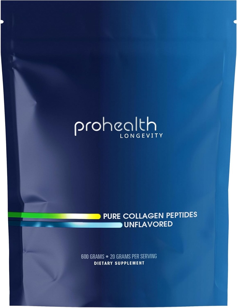 ProHealth Pure Collagen Peptider Powder, 600 Grams124; Understøtter hår, negl, hud, ben, fælles sundhed, og Longevity