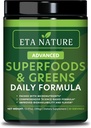 50 Super Green Powder - Grønne Superfood Powder med frugter og grøntsager kosttilskud - Supergreens Green Powder for Energy, fordøjelse, Vitality & Immunity - 30 Servere Vegan og non-GMO