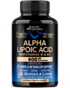 Alpha Lipoic Acid 600mg - ALA Supplement Antioxidant for Nerve, Energi & Metabolisme Support - Ekstra styrke med benfotiamin, B1 & B12 - Lab testet, Non- GMO & Vegan - 120 kapsler, 2 måneders forsyning