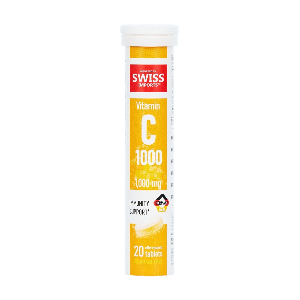 Effervescent C-vitamin 1000mg kosttilskud, 20 tabletter
